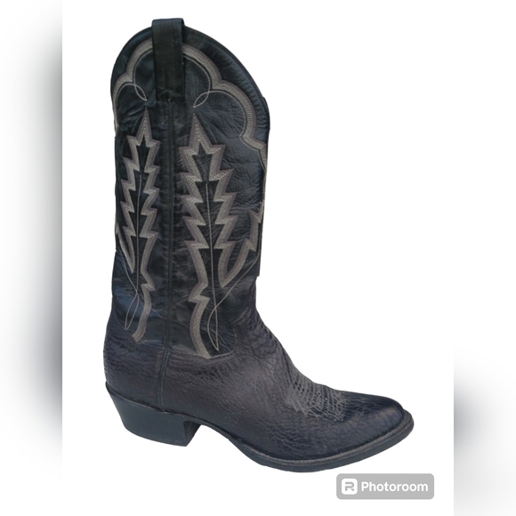 Panhandle Slim Men's Black Handcrafted Leather Cowboy Boots Size 9 1/2D